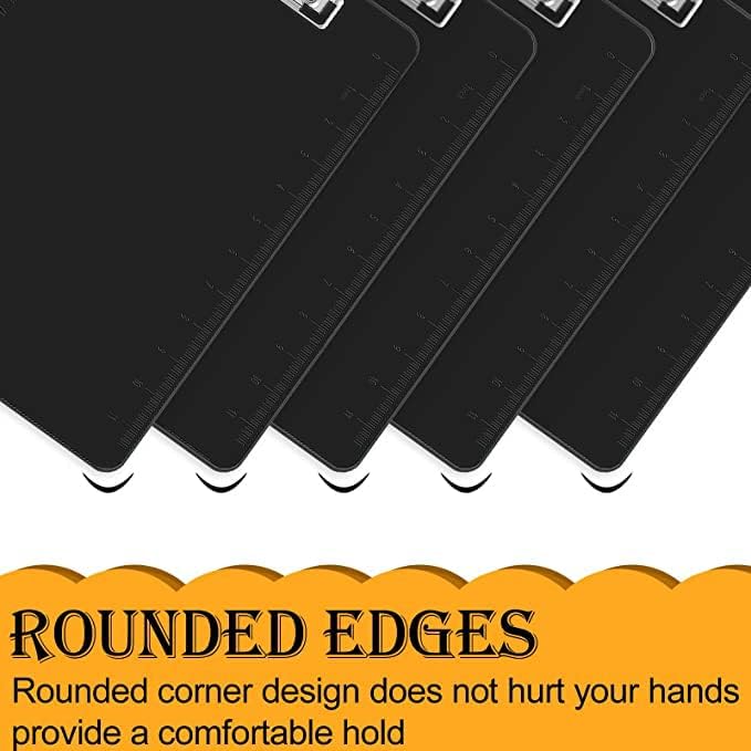 HERKKA 15 Pack Plastic Clipboards - Black, Low Profile A4 Letter Size, 12.5 x 9 Inch