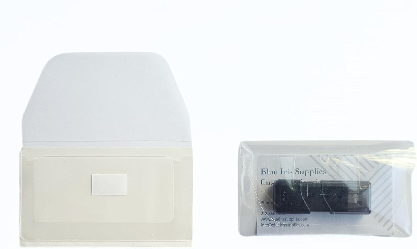 Business Card Pocket - Flash Drive Pocket - Self Adhesive - Open Long - Resealable Flap - BIS10130 (50-Pack), Clear