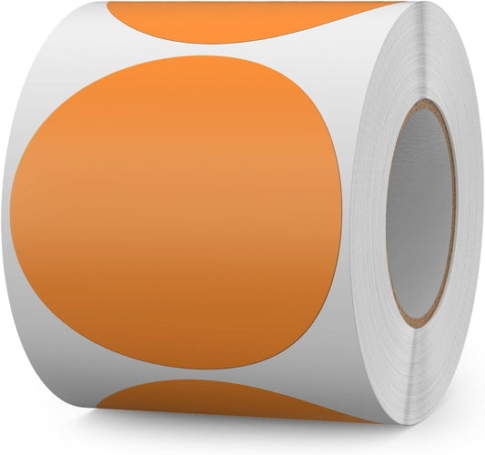 500 PCS Round Stickers 3 Inch Vinyl Orange Colored Dot Sticker Roll Removable Color Coding Circle Floor Labels for Inventory Garage Sale Price Tags