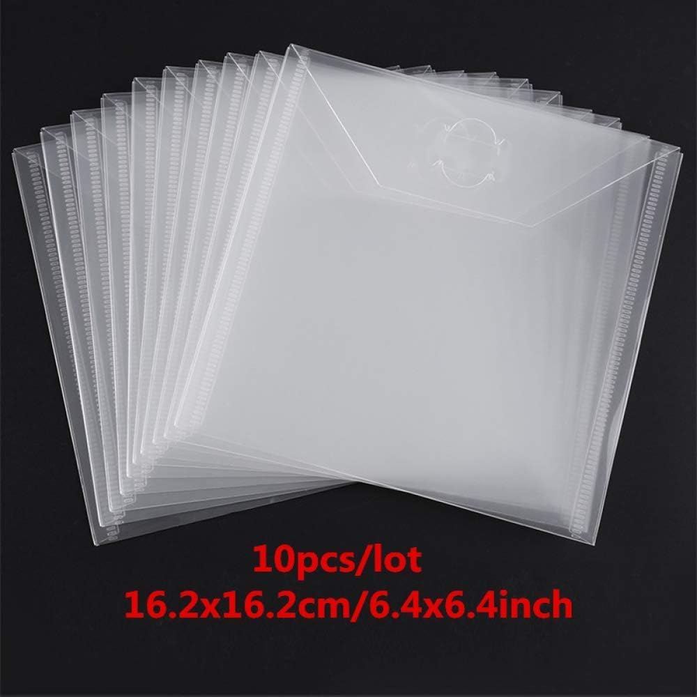 10PCS Large Stamp & Dies Storage Pockets Transparent Plastic Seal Bags Storage Case for Cutting Dies Stencil Background Card Paper Album Stamp Crafts for DIY Scrapbooking Paper Craft Suqare Shape