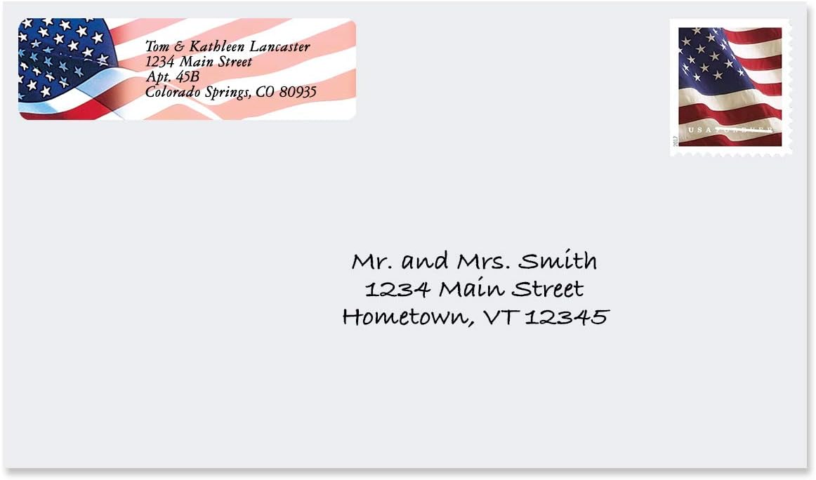 Colorful Images American Glory Patriotic Rolled Personalized Return Address Mailing Labels with Dispenser, Customize with Name & Shipping Address, 250 ¾” x 2½” Self Adhesive, Easy Peel Label Roll