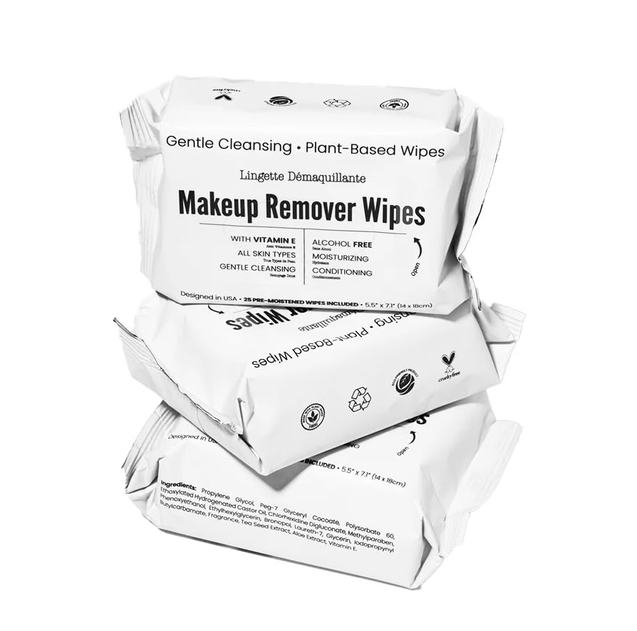 Bulk Makeup Remover Wipes - 25 Wipes per Bulk Pack - Resealable Packaging for Convenience