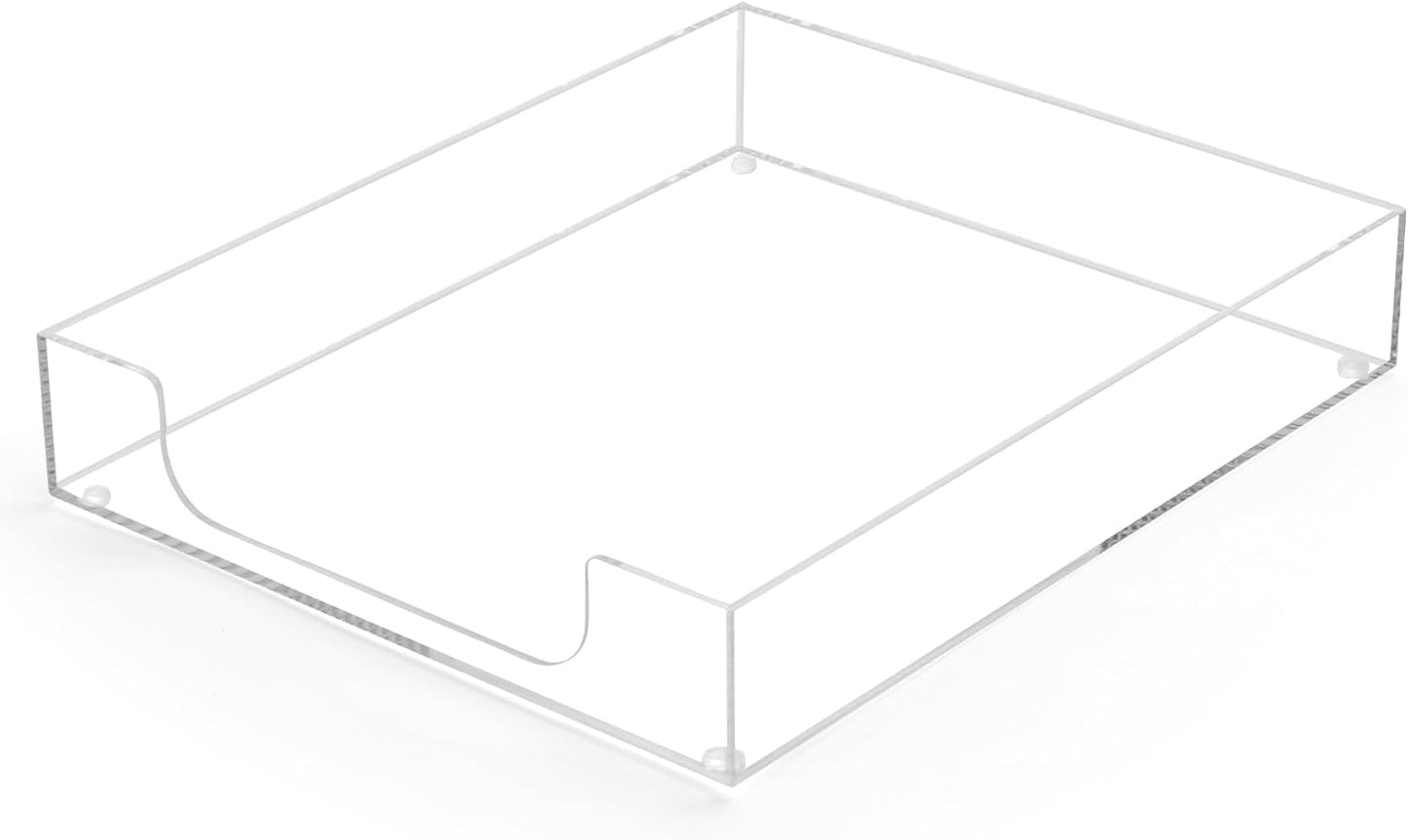 Acrylic Letter-Size Tray, Sturdy Heavy-Duty Clear Printer Paper Tray, Single-Tier Stackable File Storage Organizer for Office Home (1, Clear)