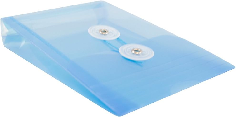 JAM PAPER Plastic Envelopes with Button & String Tie Closure - 4 1/4 x 6 1/4 - Blue - 12/Pack