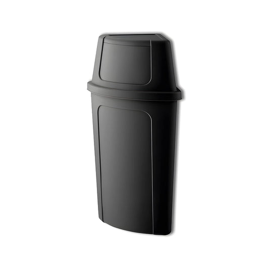 21 Gallon Black Plastic Recycling Bin with Push Door Lid, Commercial Durable Trash Can