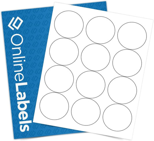 2.5 Inch Round Labels - Pack of 300 Circle Stickers, 25 Sheets - Inkjet/Laser Printer - Online Labels