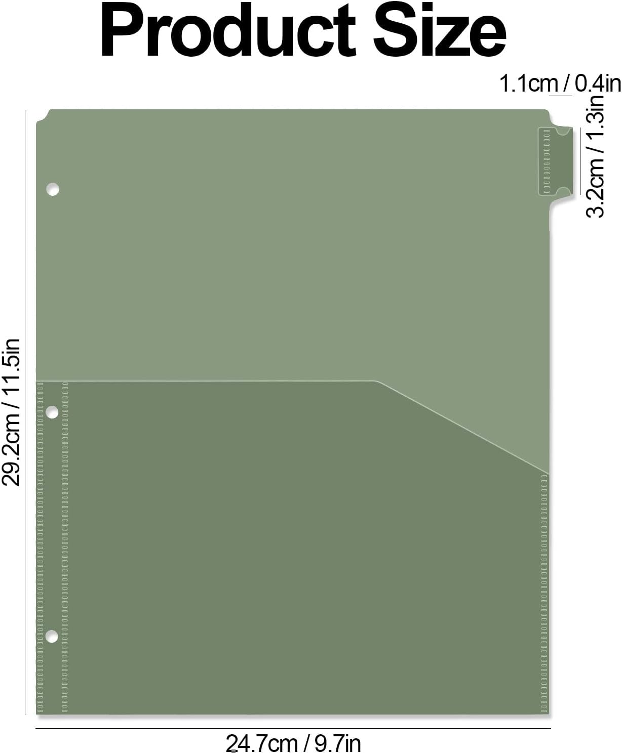 8 tab dividers for 3 Ring Binder with Pockets, Plastic Dividers with Front Pocket, 8-tab Index Dividers with 3 Holes Punched for School & Office Supplies (Green)