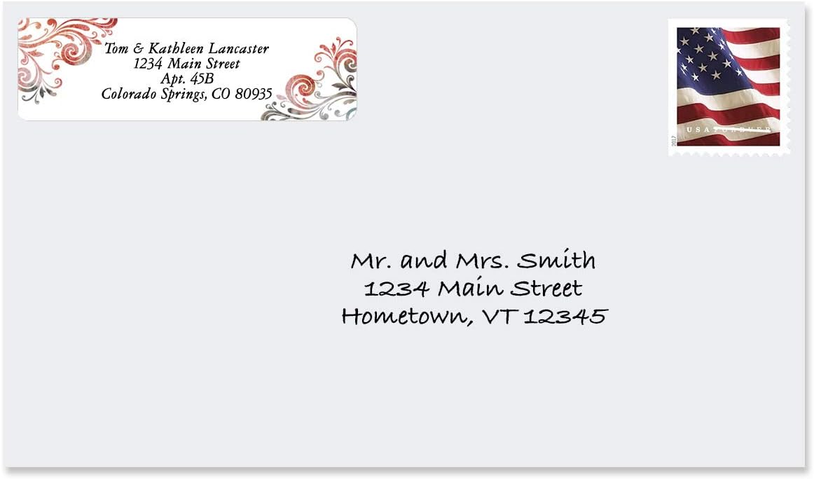 Colorful Images Colorful Gray Swirls Rolled Personalized Return Address Mailing Labels with Dispenser, Customize with Name & Shipping Address, 250 ¾” x 2½” Self Adhesive, Easy Peel Label Roll