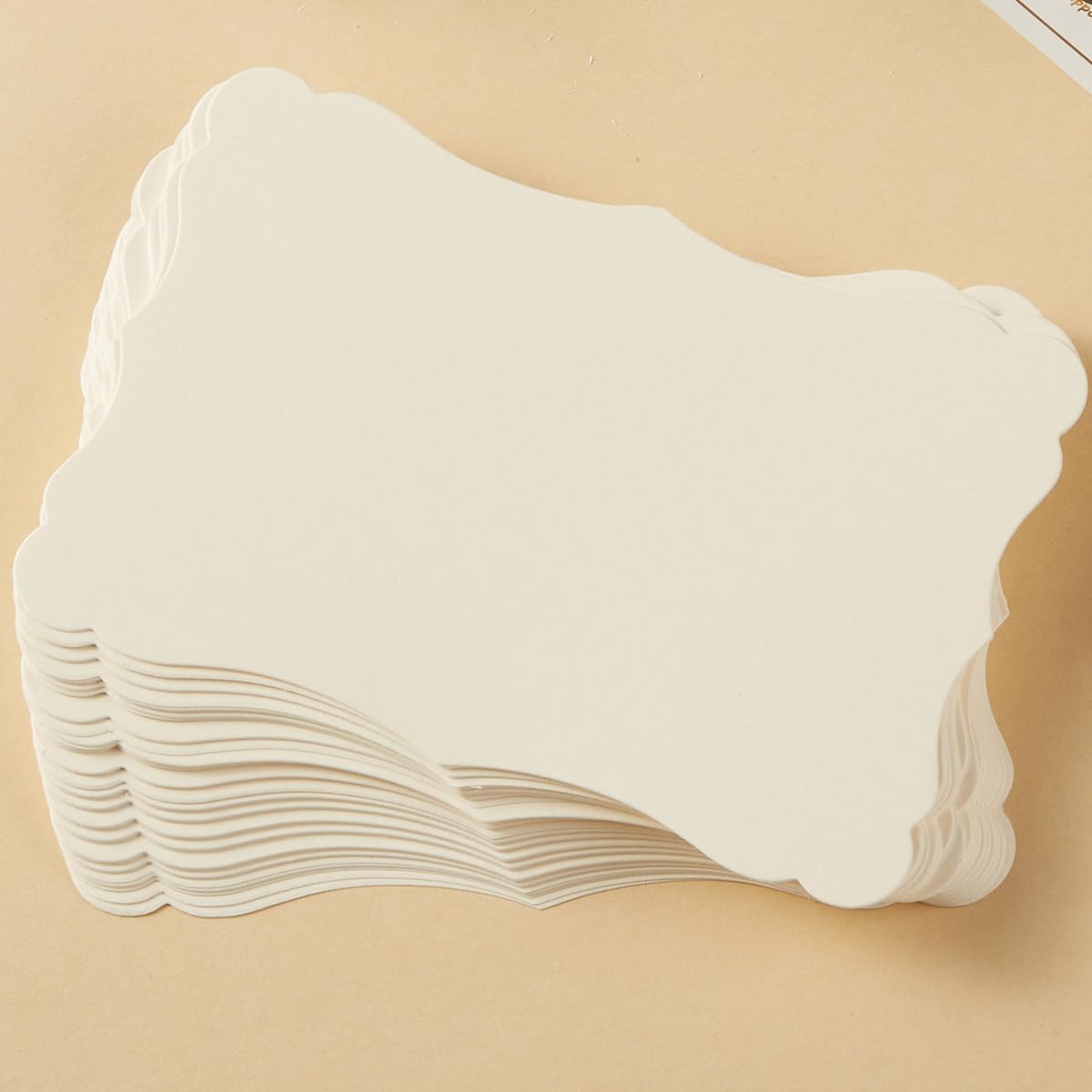 50 Pack Blank Kraft Cards Cardstock Thick Paper Brown Greeting Cards for DIY Gift Card Menus, Baby Shower and Wedding Invitations (Cream, 4x6IN)