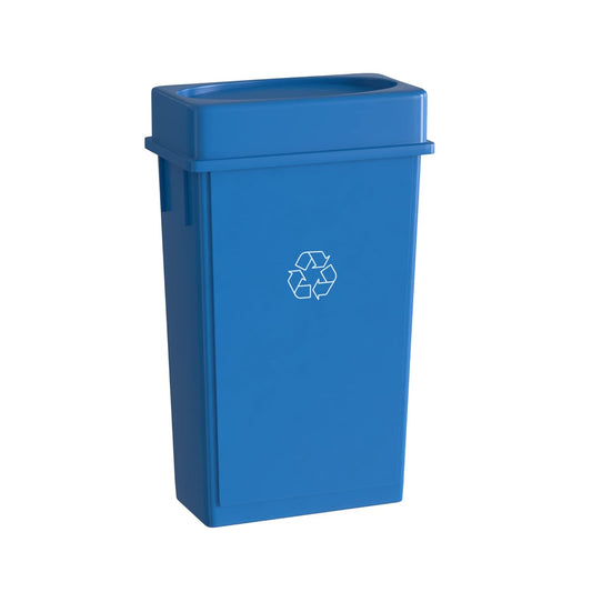 23 Gallon Blue Recycle Slim Jim Trash Can with Drop Shot Lid