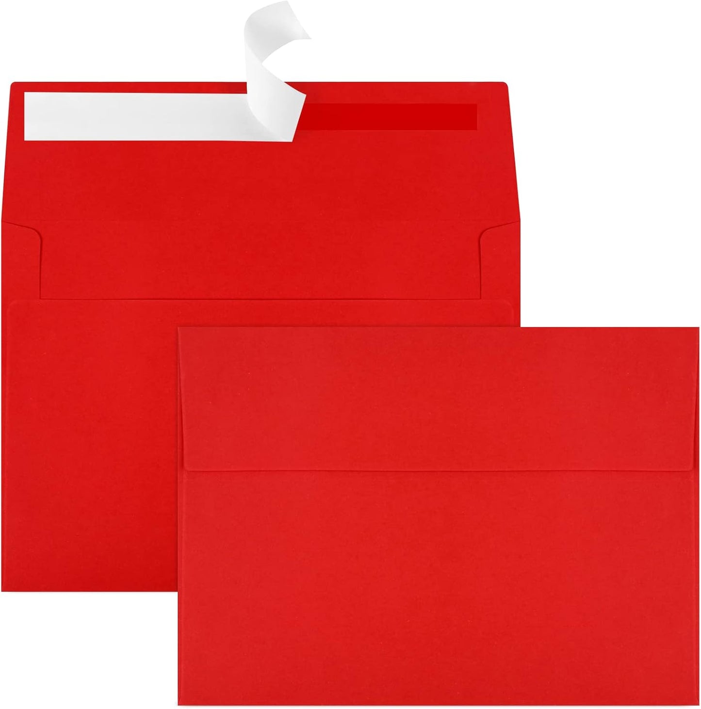 50 Pack 5x7 Envelopes - Self Seal for Weddings, Invitations, Photos, Greeting Cards & Mailing (Red)