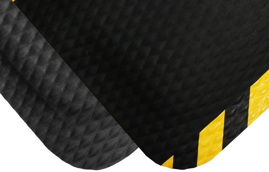 American Floor Mats Hog Heaven Premium 7/8" Black & Yellow Border 3' x 10' Nitrile Backed Anti-Fatigue Comfort Mat