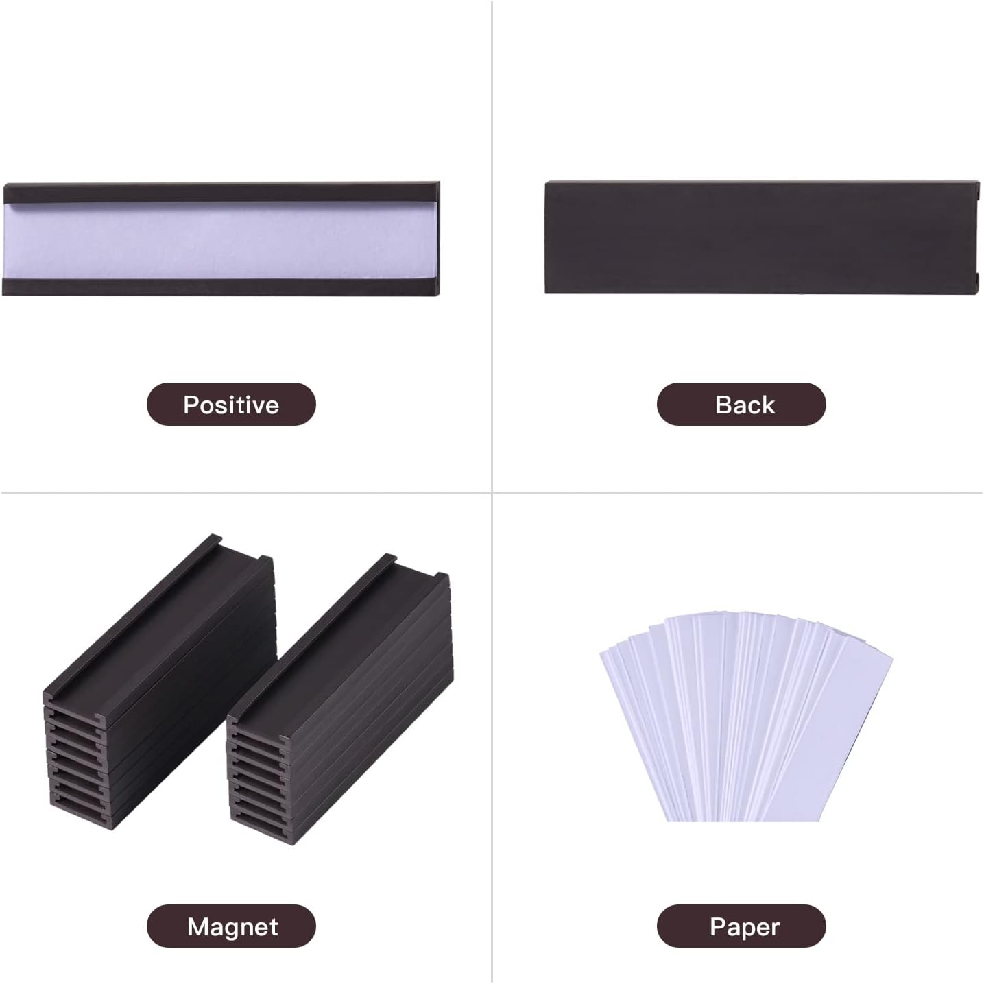 Eeoyu Magnetic Label Holders with Magnets Magnetic Data Card Holders with Clear Plastic Protectors for Metal Shelf, Whiteboard, Set of 50 (0.5 x 3 Inch)