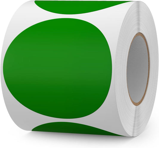 500 PCS Green Dots Stickers 3 Inch Vinyl Color Coding Round Sticker Removable Writable Circle Floor Labels Roll for Inventory Office Classroom Organize