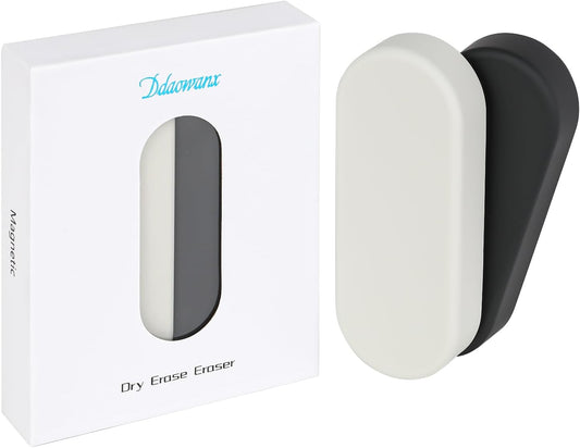 Ddaowanx Dry Erase Erasers, Magnetic Whiteboard Eraser Classroom Must Haves for Students Teachers, School Supplies (2 Pack, Black+White)