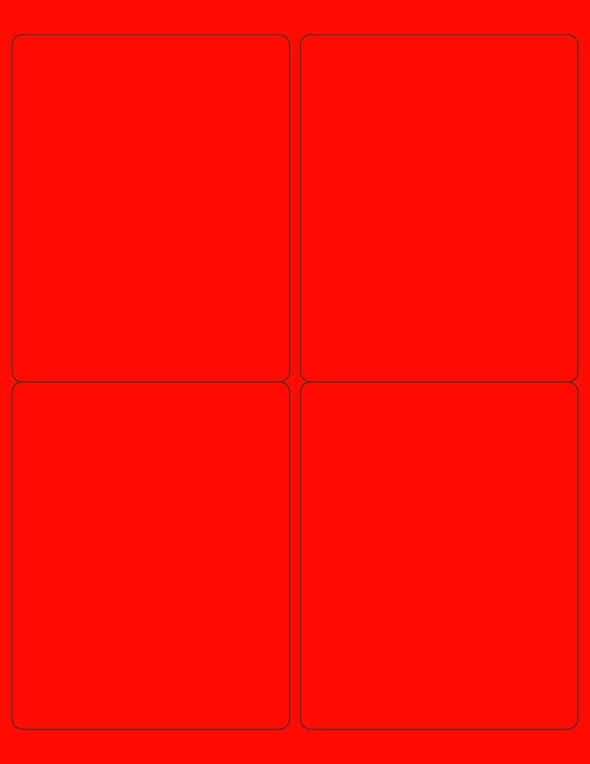 8-1/2 x 11" Neon Color High Light Fluorescent Labels for Laser & Inkjet Printer (Red Fluorescent, 4 x 5" - 4 Per Page | 100 Labels)