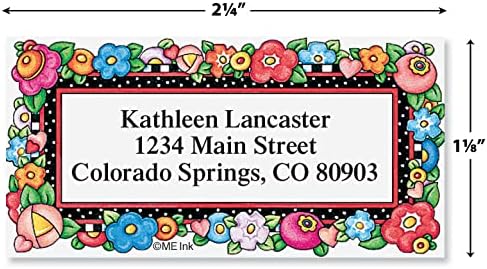 Colorful Images Mary’s Blossoms Floral Return Address Mailing Labels, Personalize with Name & Address, Set of 144 Self Adhesive, Easy Peel Flat Label Sheets, Large, 4 Designs