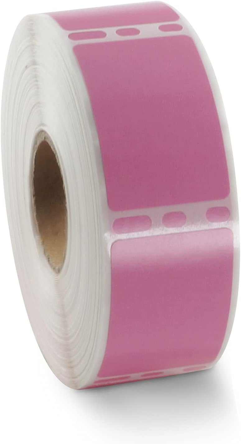 BETCKEY Colored Labels Compatible with Dymo 30347 (1" x 1-1/2") Book Spine Lables, Compatible for Dymo LabelWriter Thermal 450, 4XL & Zebra Desktop Printers [1 Roll, 750 Labels, Pink]