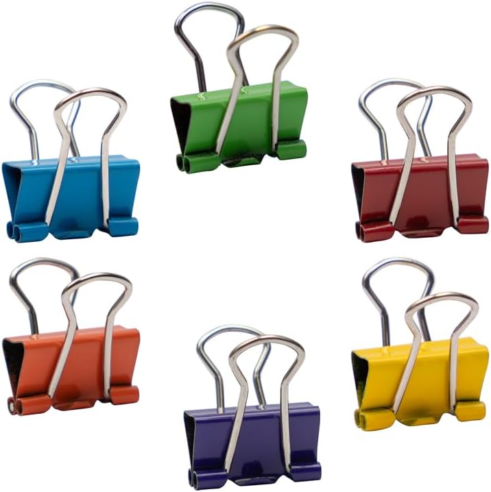 JAM PAPER Colorful Binder Clips - Small - 3/5 Inch (15 mm) - Assorted Binderclips - 6 Packs of 30