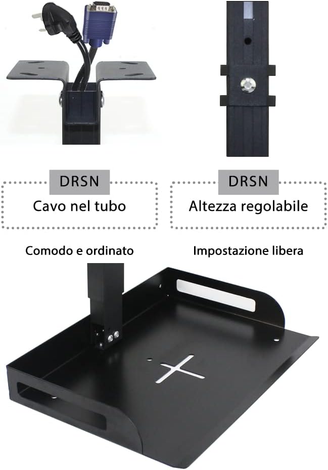 Drsn Universal Ceiling Projector Tray, Black, 13.8 in x 8.7 in, Holds 20 lbs