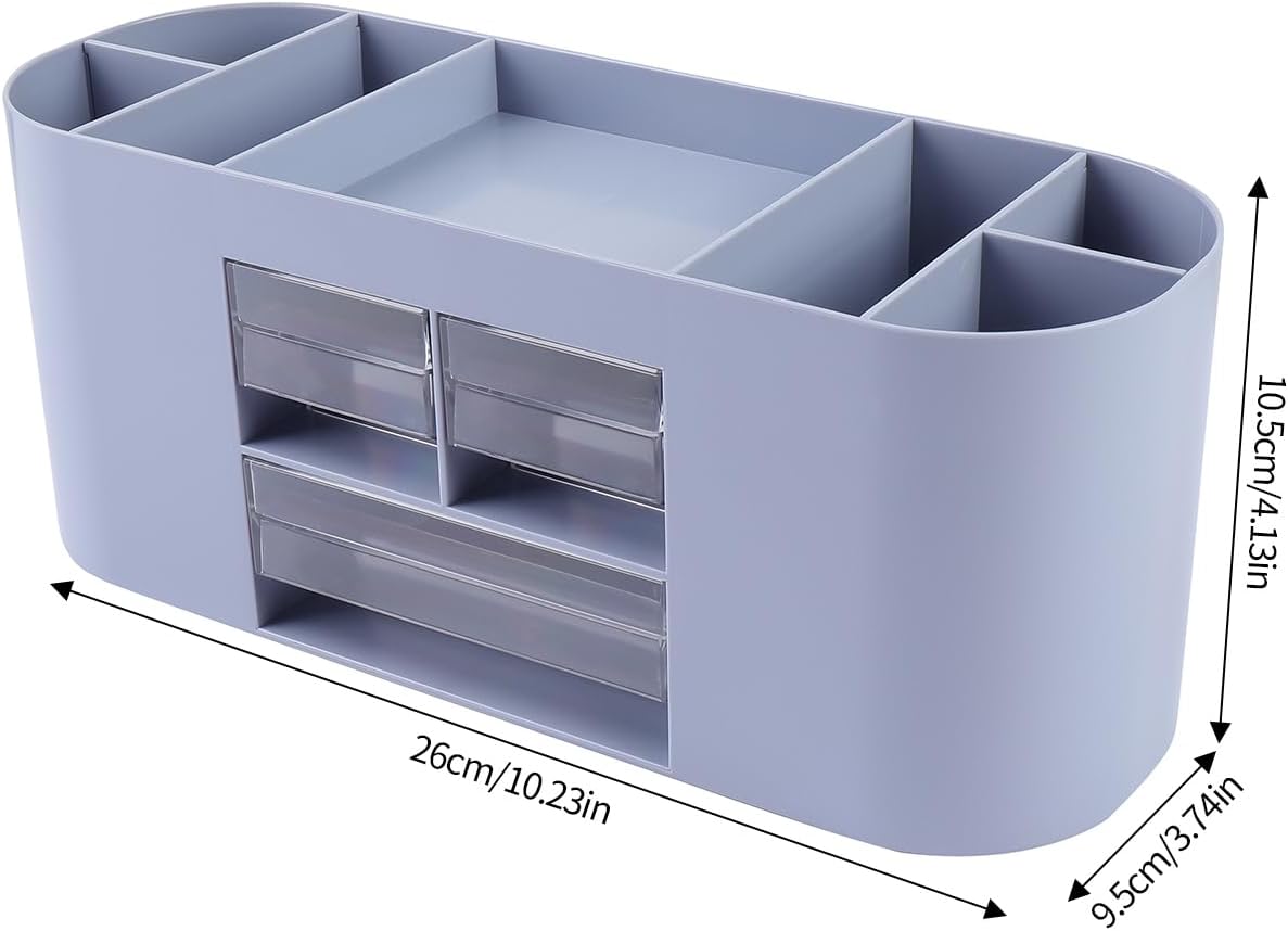 INSTOME Pencil Pen Holder for Desk with 3 Drawers - All-In-One Desk Organizer - Perfect Desk Accessories for Office Use - Stylish & Convenient Desk Organizers and Accessories (Blue)