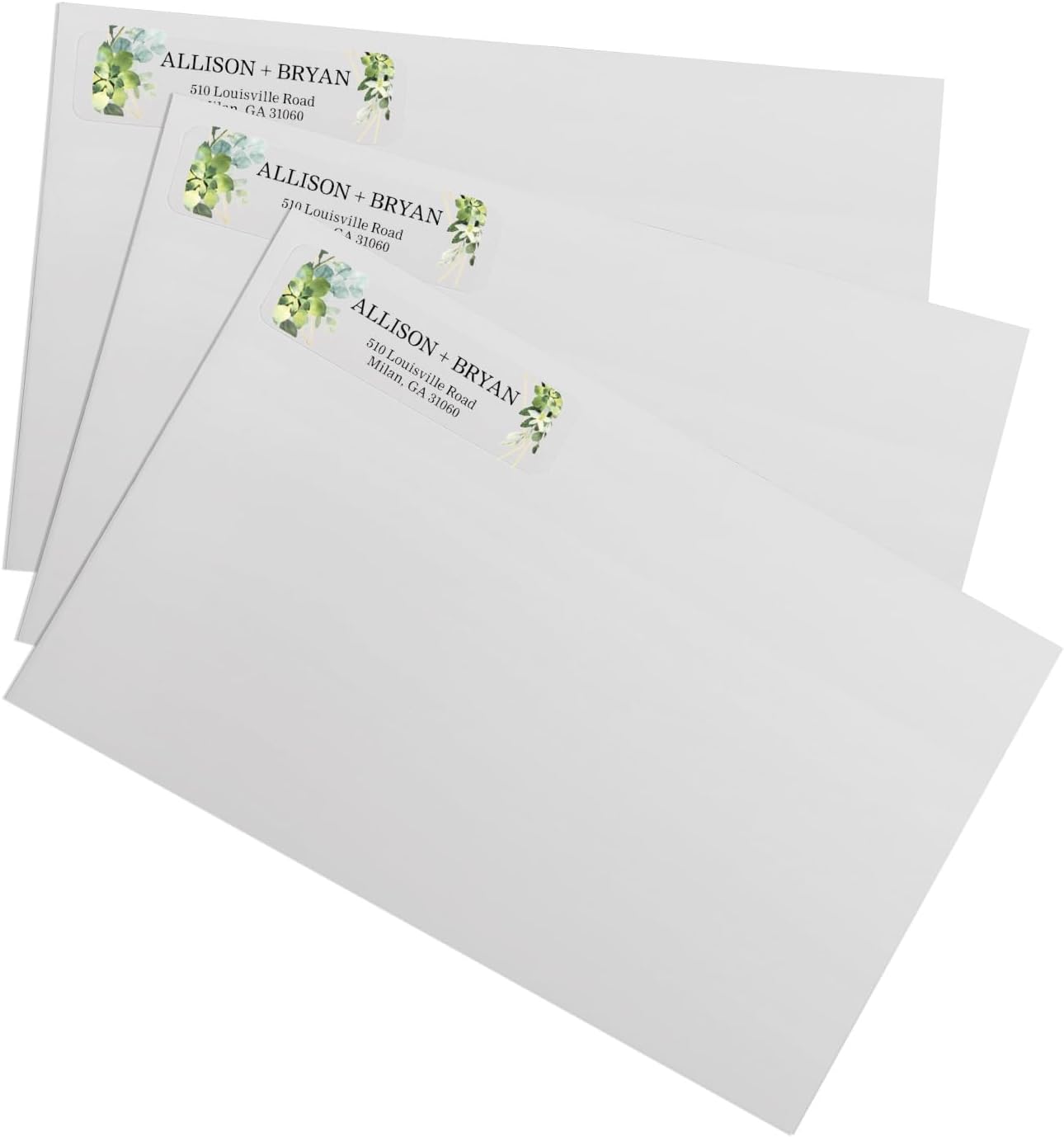 Clear Floral Greenery Rolled Address Labels / 250 Personalized Return Address Labels/Custom Address Stickers in Elegant Plastic Dispenser Greenery