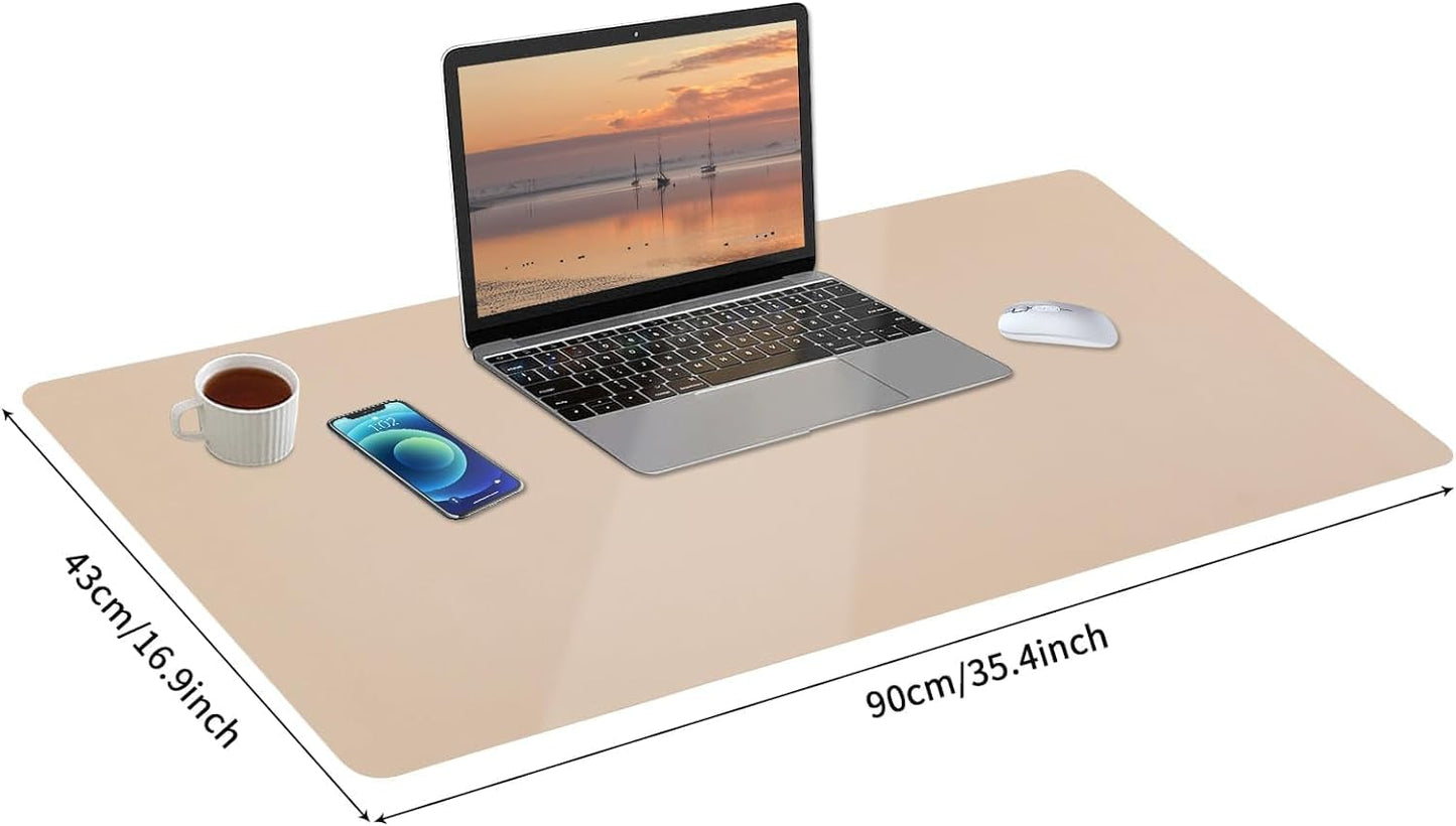 Bloss Leather Desk Pad, Mouse Pad, Non-Slip Desk Protector Mat, Leather Desk Blotter, Computer Desk Pad, Waterproof Desk Mat for Home Office and Decor - Beige (35.4×17Inches)