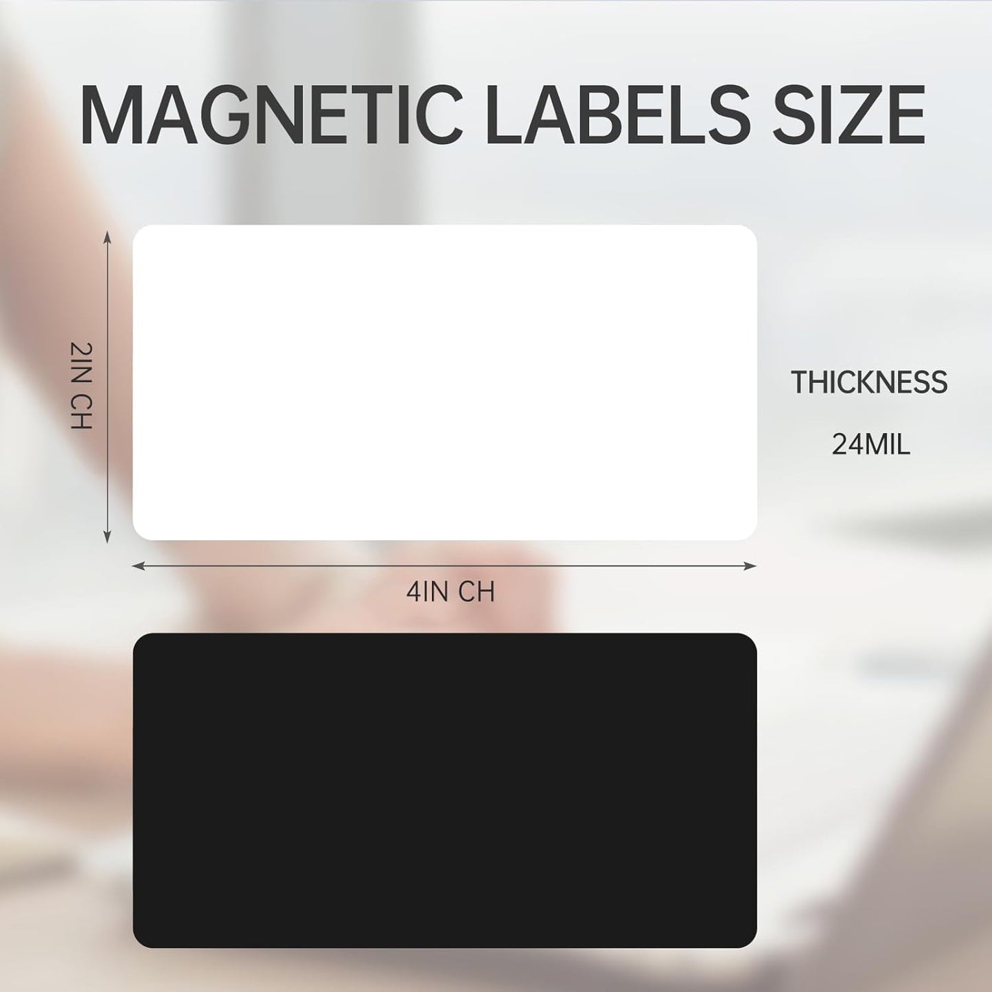 100-Pack Dry Erase Magnetic Labels - Waterproof, Eco-Friendly, Reusable Name Tags for Classroom, Office, Cabinet, Whiteboard, Fridge & More (White, 2x4 inches)…