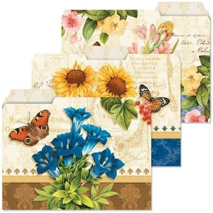 Current Grande Fleur File Folders Value Pack - Bulk Set of 24, 6 Pretty Decorative Designs, 1/3 Cut Tabs, Heavy-Duty Paper Stock, Office Supplies for Home & Work, 9-½” x 11-¾” Letter Size