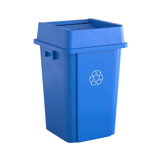 19 Gallon Blue Square Commercial Trash Can with Lid