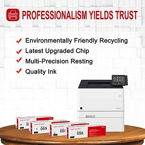 4 Pack 055 BK/C/M/Y Toner Cartridge: Compatible CRG-055 Replacement for Canon i-SENSYS LBP660 MF740 Series ImageClass LBP660C LBP664Cdw LBP664Cx MF741Cdw MF740 MF746Cx MF742Cdw Series Printer