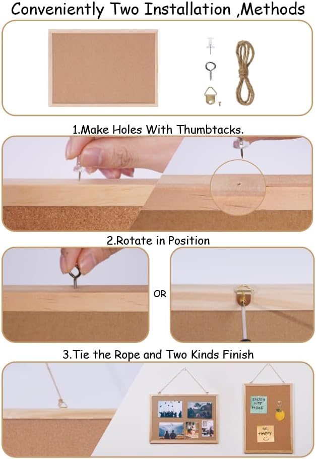 Cork Board Bulletin Board,36x24 Cork Board for Office with Pin Oak Wood Boards,Message Board or Vision Board Decoration.