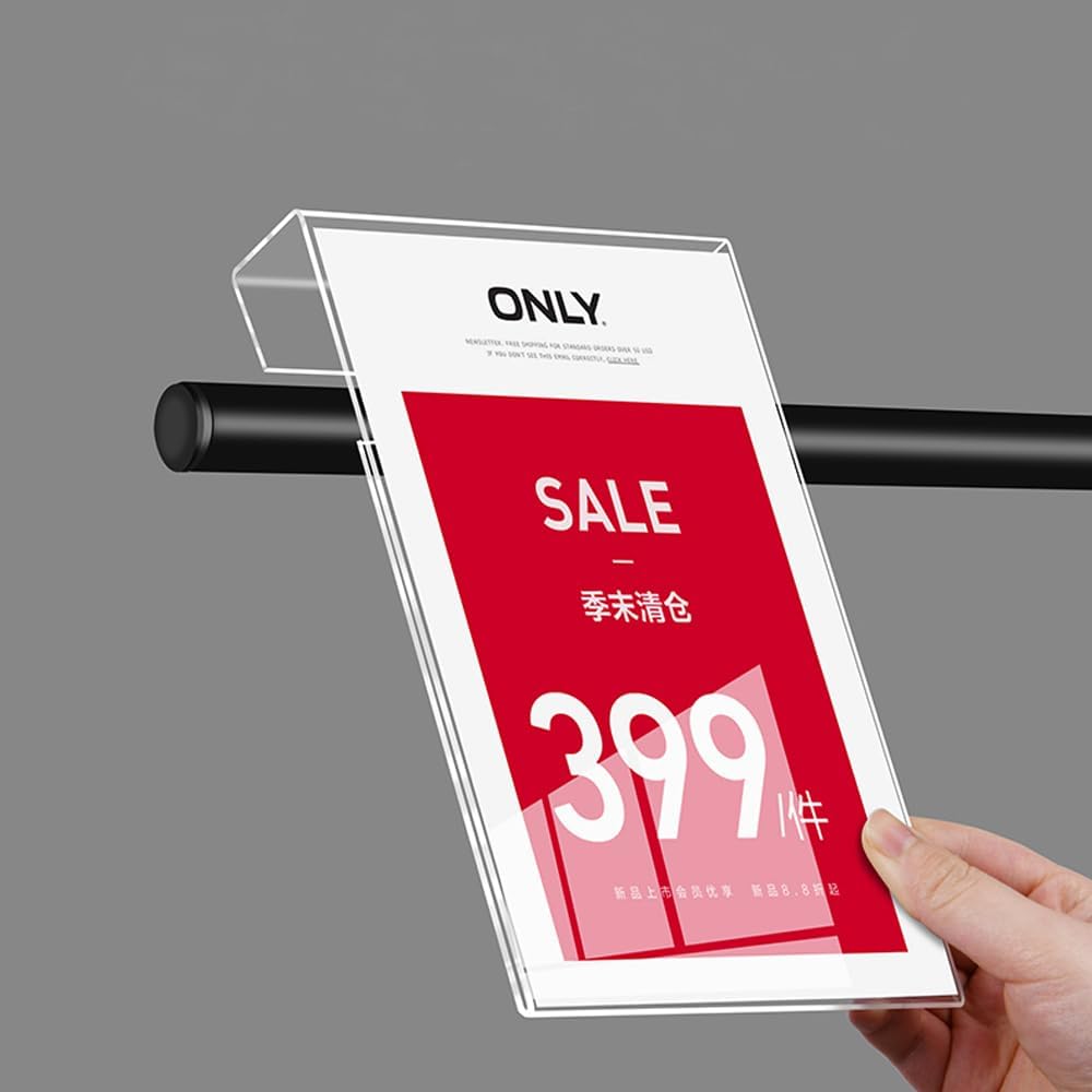 Acrylic Sign Holder Price Tag Displays Sign Holder Ads Display Stand for Retail Store Clothing Price (Horizontal A5 210×148mm/8.27×5.83inches)