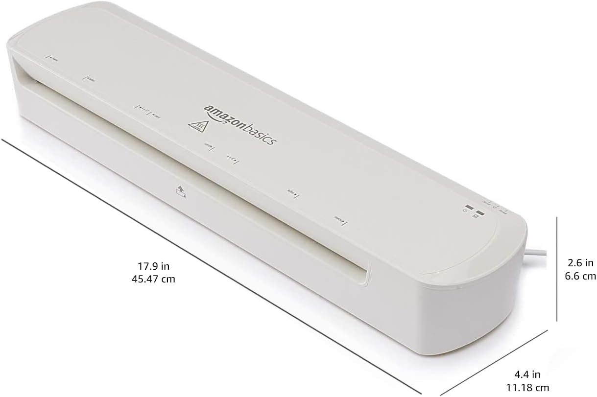 Amazon Basics 12-Inch Thermal Laminator Machine, Easy to Use for Home Office or School, 12-Inch, White