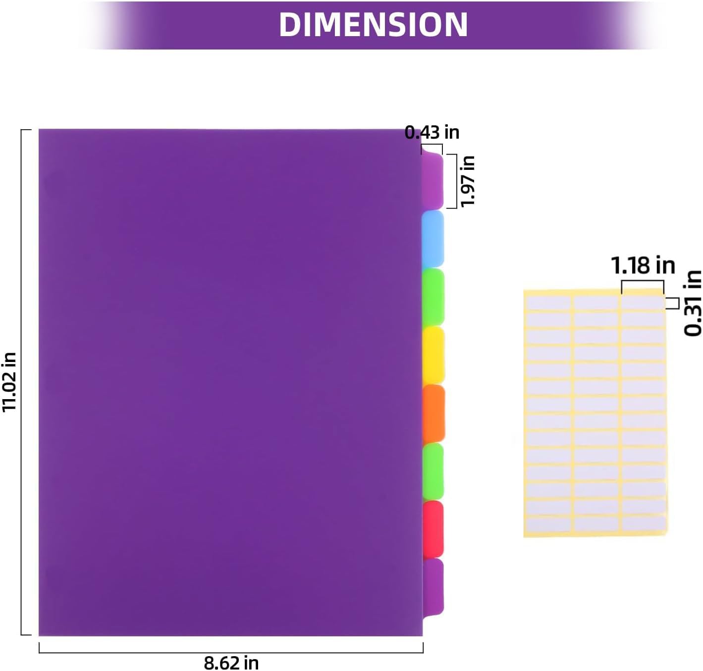 3 Set Plastic Binder Dividers with Tabs,Multicolor Index with 8-Tabs,Divider for 3 Ring Binder