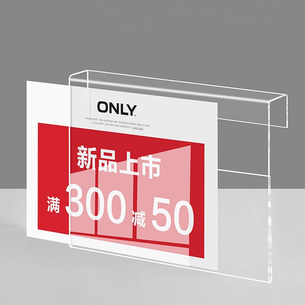 Acrylic Sign Holder Price Tag Displays Sign Holder Ads Display Stand for Retail Store Clothing Price (Horizontal A5 210×148mm/8.27×5.83inches)