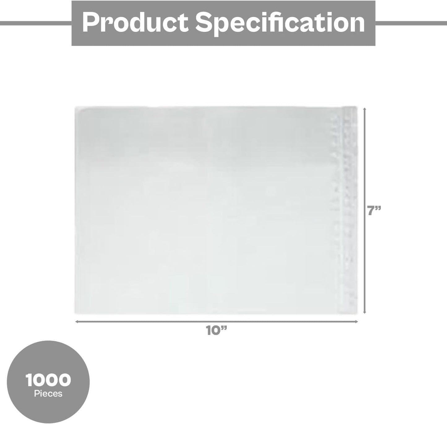 7x10 Inch Packing Slip Envelope Pouches, Mailing Bag Sleeves, Clear White, 7 x 10 inch, Self Adhesive, 1000 Pack