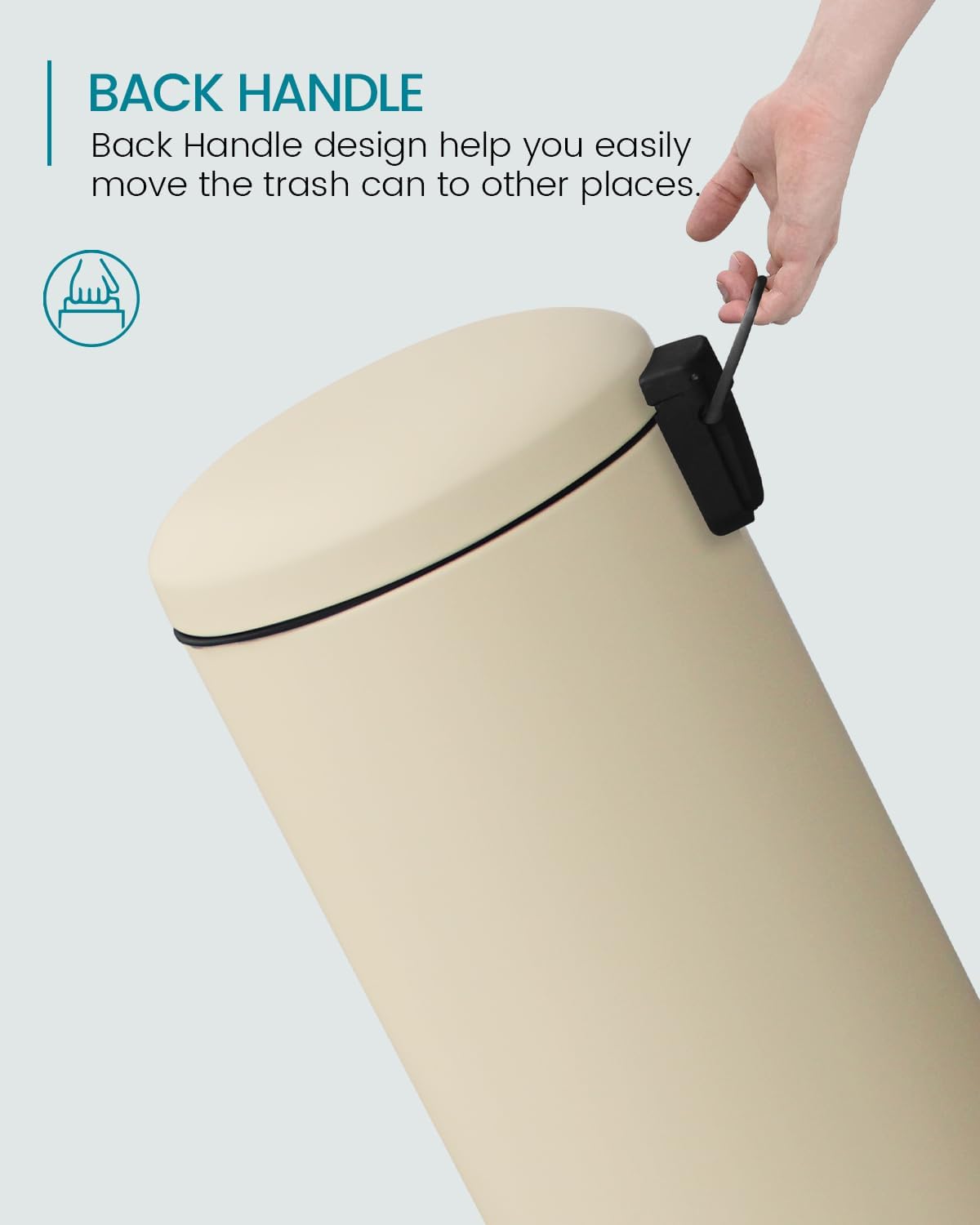 8 Gallon Trash Can, Tall Round Stainless Steel Garbage can with Removal Inner Liner, Soft Close lid, Step on Pedal Trash bin for Kitchen, Office, Living Room or Bathroom, Cream