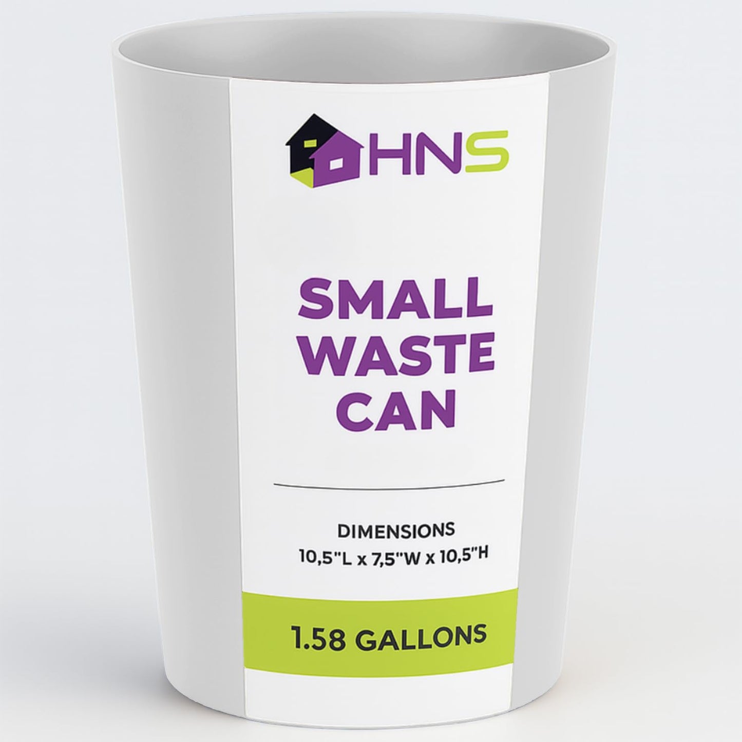 HOLDN’ STORAGE Small Trash Can - 1.58 Gallon Open Top Waste Bin, Compact Waste Can Perfect for Bathroom, Kitchen, Office, Dorm - Durable Garbage Can - Glossy White