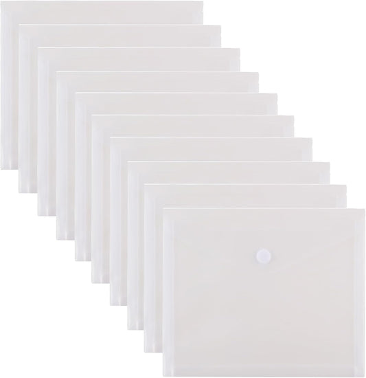 8.5 x 11 Letter Sized Clear Plastic Envelopes with Expanding Gusset Document File Storage Holder 10 Pack Hook Loop Closure