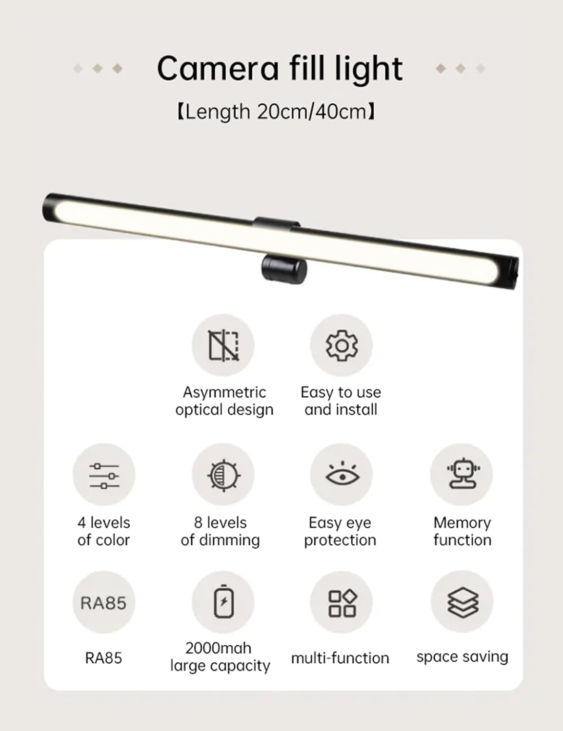 Computer Light with Clamp, Desk Lamp, Lamps for Office, 5500K Ultra Bright Adjustable Dimming, Desk Lights for Computer, Outdoor use.