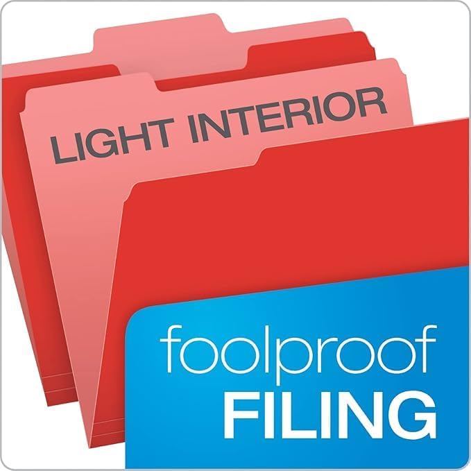 Colored File Folders - School & Office Supplies - 100-Pack of 10 Assorted Colors, Folders for Documents - 1/3-Cut Tabs - File Folders Letter Size, Teachers Must Haves - Olisco