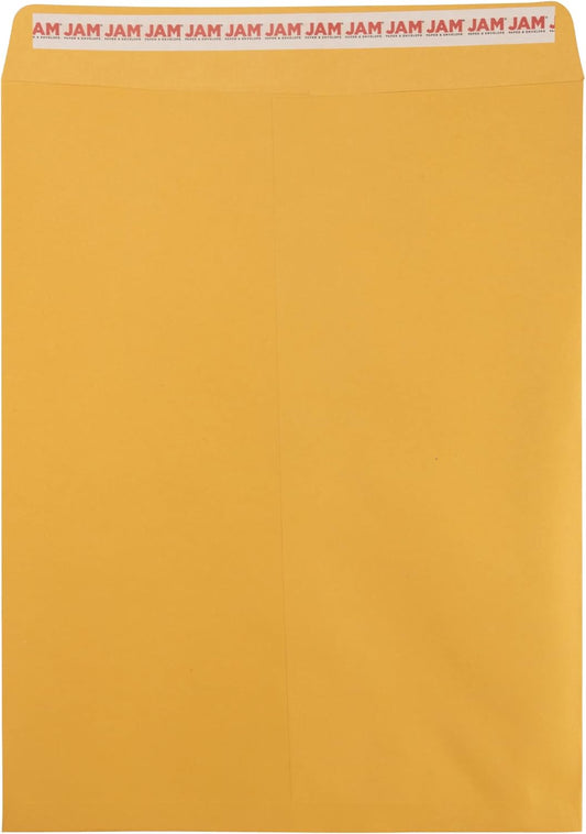 JAM PAPER 12 x 15 1/2 Open End Catalog Recycled Envelopes with Peel and Seal Closure - Brown Kraft - 50/Pack