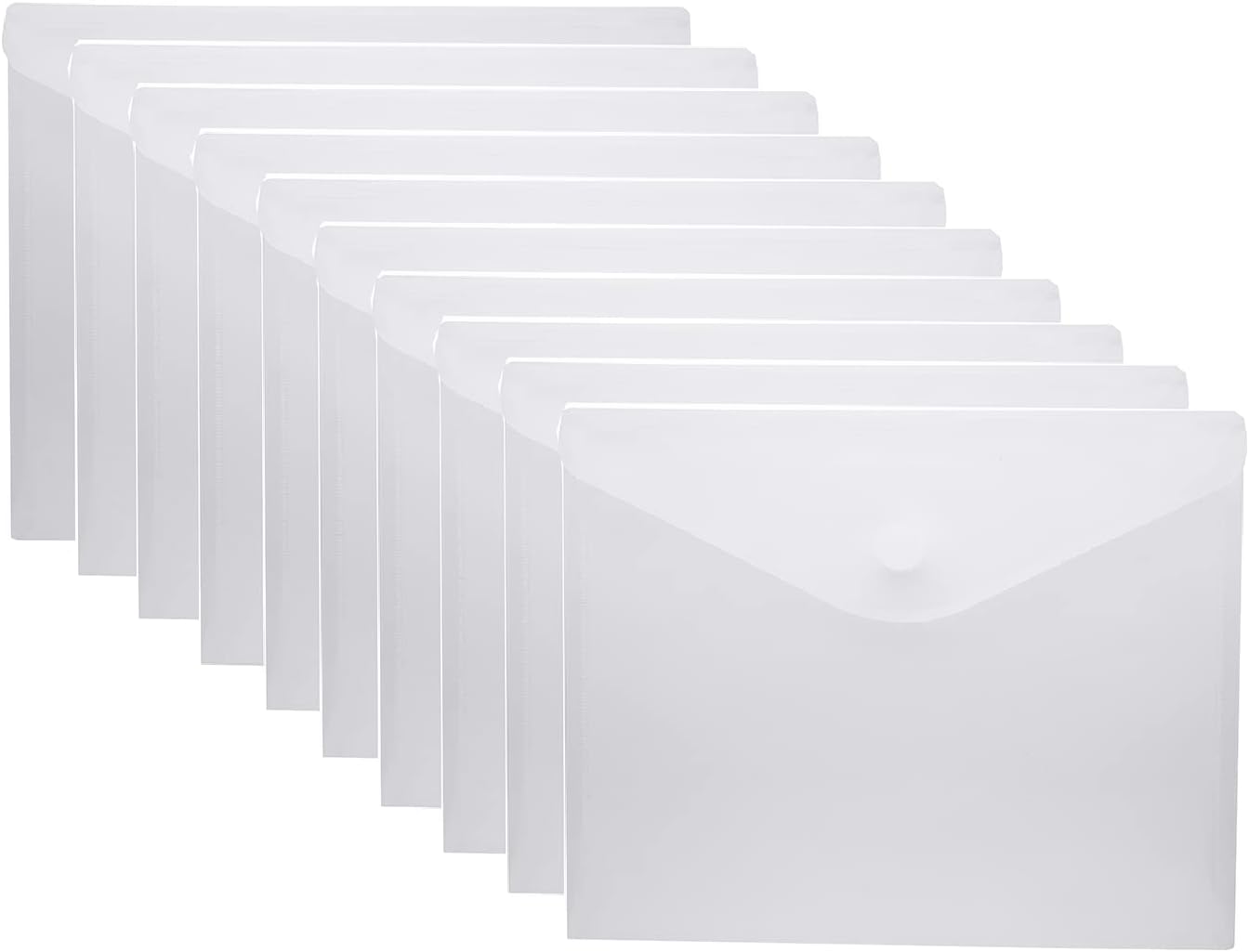 8.5 x 11 Clear Letter Sized Plastic Envelopes Document File Storage Holder 10 Pack Hook Loop Closure (10 Pack)