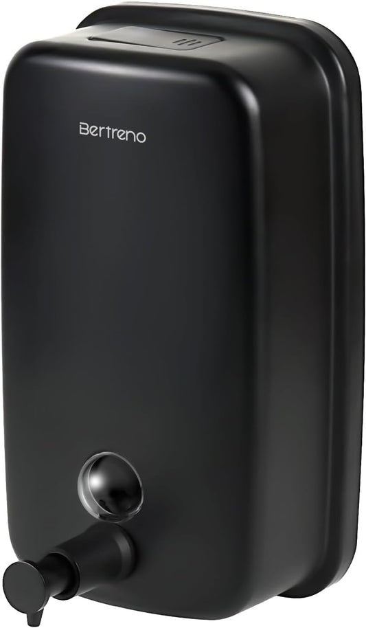 Commercial Soap Dispenser Wall Mount Stainless Steel Soap Dispensers Liquid Manual Anti-Leak Pump Hand Soap Dispenser for Bathroom Kitchen Black (35 fl.oz./1000ml)