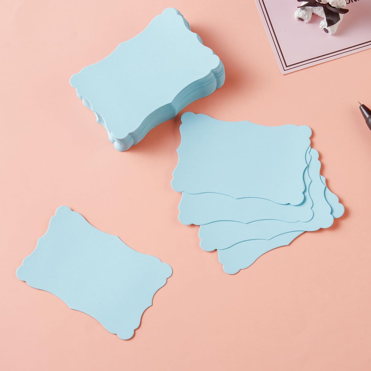 120 Pieces Small Mini Business Cards Vintage Assorted Colors Blank Note Cards Gift Word Card for Business Cards, Gift Cards (Light Blue, 3.66x 2.36 inches)