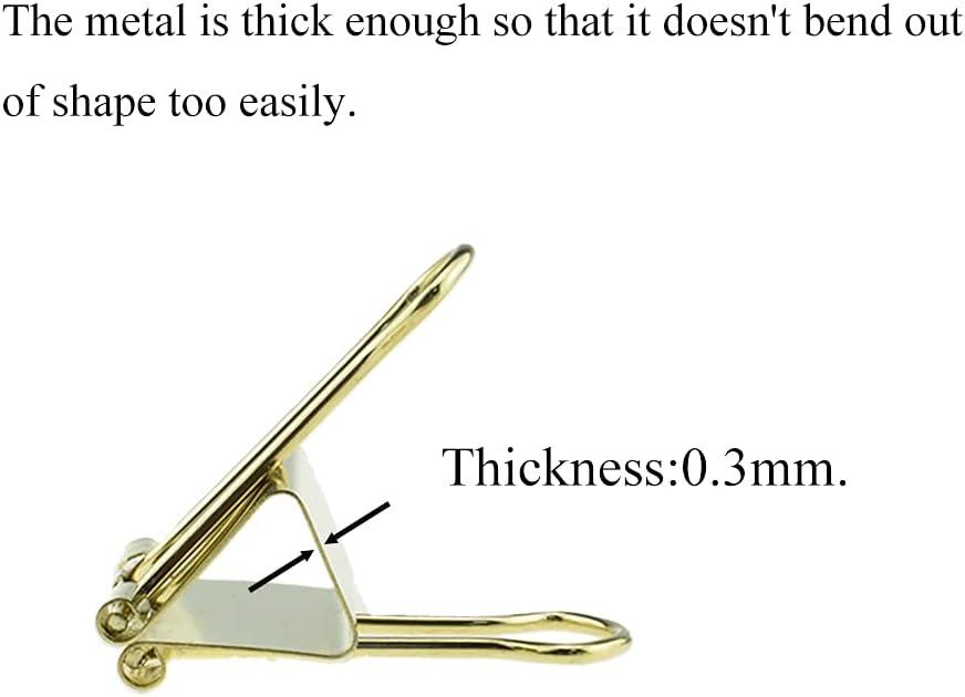HAHIYO Binder Clips Paper Clamps Spring Steel Sturdy Small 0.75 inches Width 0.2 Inch Capacity No Sharp Edges Heavy Duty Tight Grip Reusable Gold Metal Bright Finish for Home Office School 30 Pack