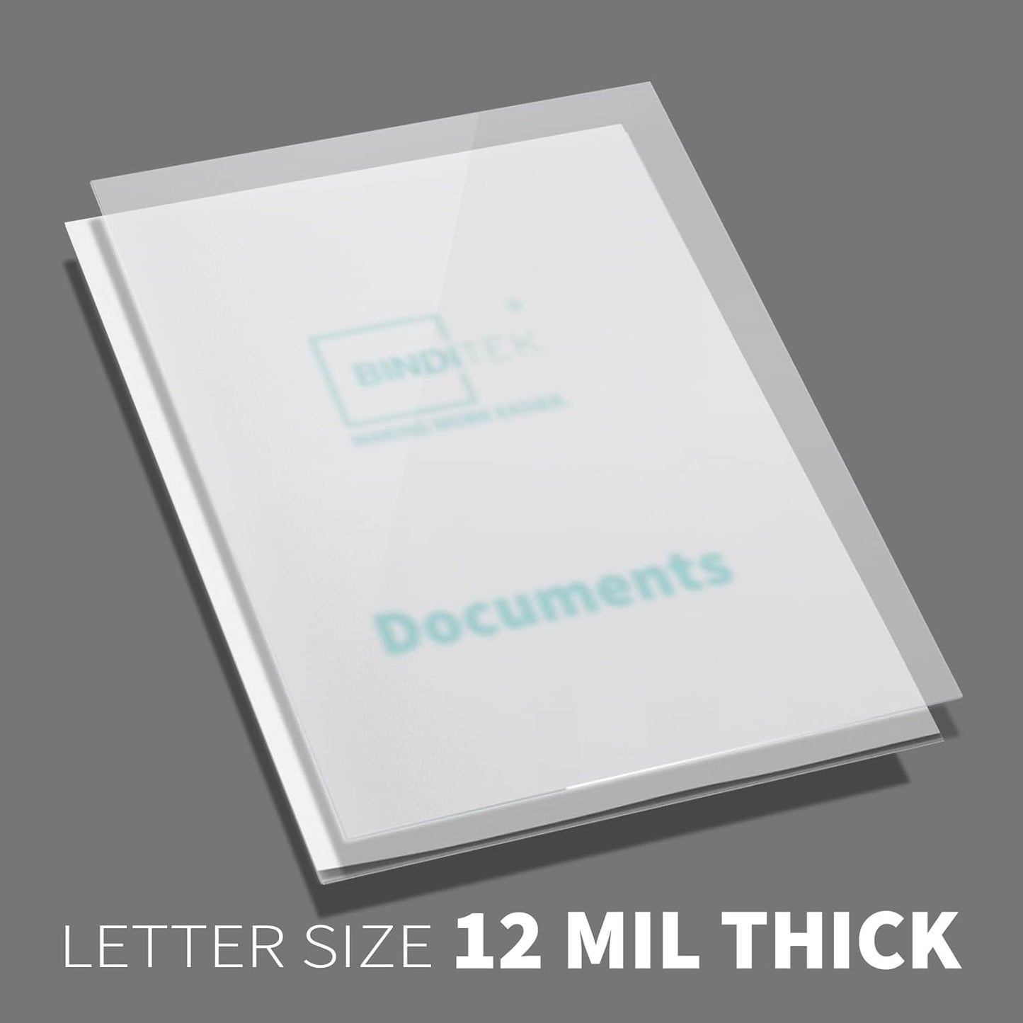 Binditek 50 Pack 12 Mil Binding Covers, Frosted Polycovers, Semi-Transparent, 8-1/2 x 11 Inches, Lightly Textured Sand Finish, Square Corners, Unpunched