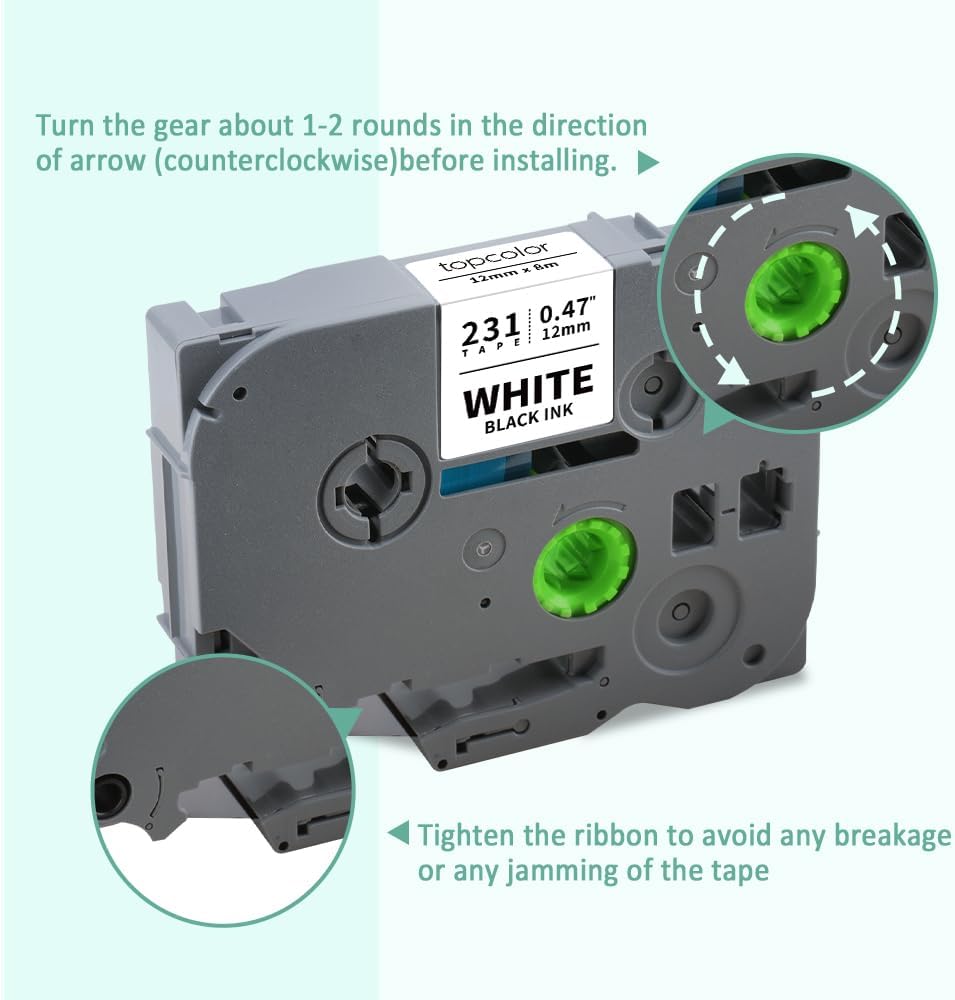 6-Pack Tz 12mm 0.47" Label Tape Compatible for Brother Tze135 Tze335 Tze435 Tze535 Tze735 P Touch Tze Label Tape 12mm 1/2" Laminated Multi-Color for PTD210 PTH110 PTD220 PTD400 PTD600 PT2040