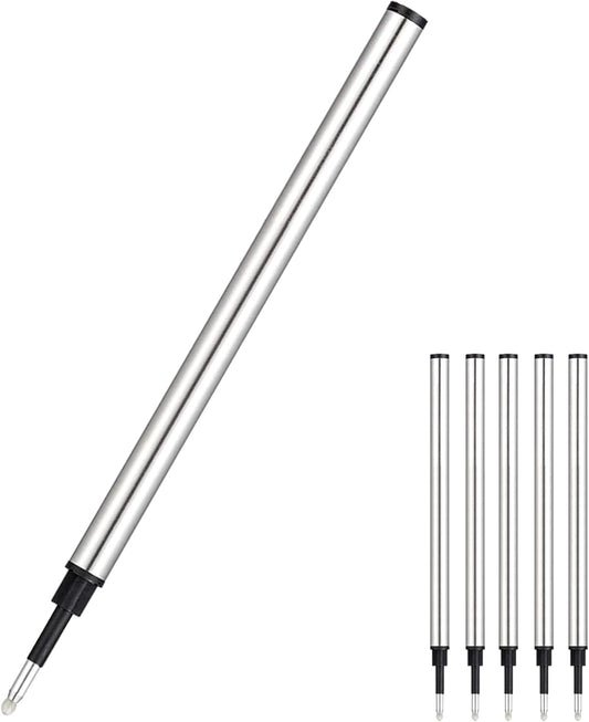 HeTaoCat Gel Rollerball Pen Refills, Roller Ball Fine Point 0.5mm, Black Ink Refill Pack of 5 - Replaceable Ballpoint Pen Refills Medium Point (Navy Blue)